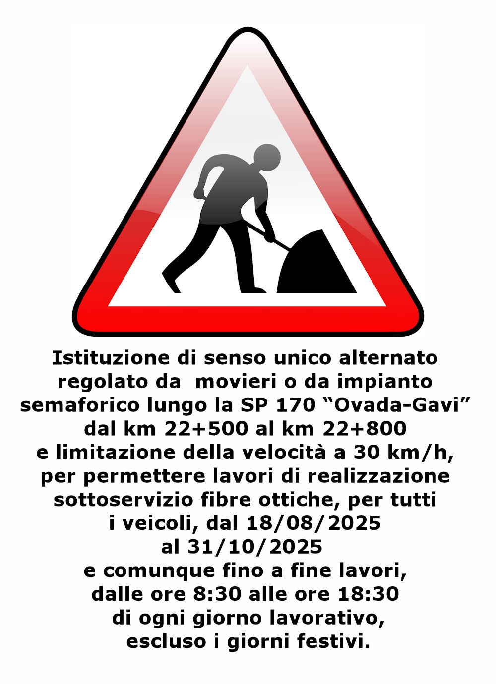 Ovada, Gavi info viabilità dal 18/08/2025 al 31/10/2025